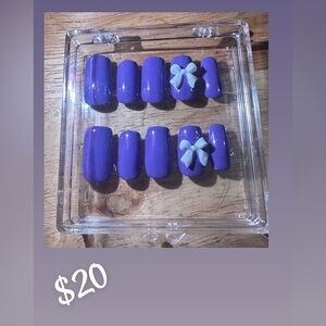 Purple Press-On Nails with Bows